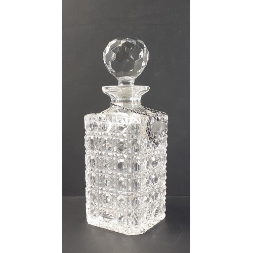 119 - Lovely proportioned crystal whisky decanter with silver whisky label weighs 11g approx. Decanter sta... 