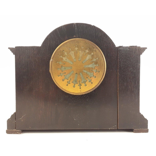 285 - A wooden mantel clock with French brass movements stamped Edwards of Glasgow on the dial - approx 10... 