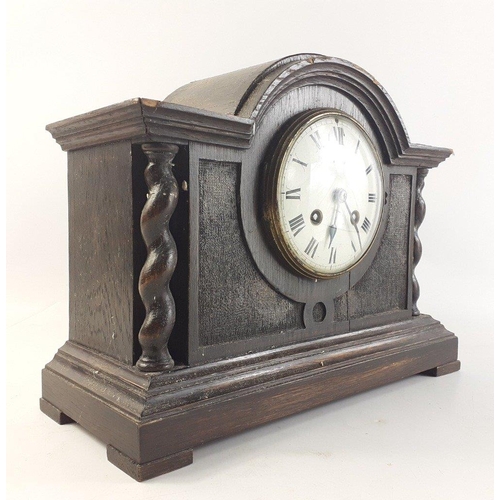 285 - A wooden mantel clock with French brass movements stamped Edwards of Glasgow on the dial - approx 10... 