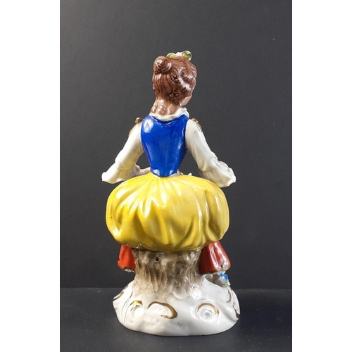 353 - SITZENDORF stamped porcelain figure of a lady. 13cm tall approx. Lovely figure in overall good condi... 