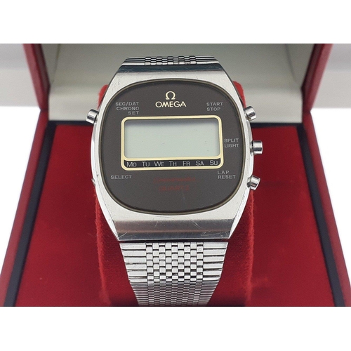 90 - An OMEGA c1977 SPEEDMASTER quartz digital lcd wristwatch watch in good condition with original purch... 