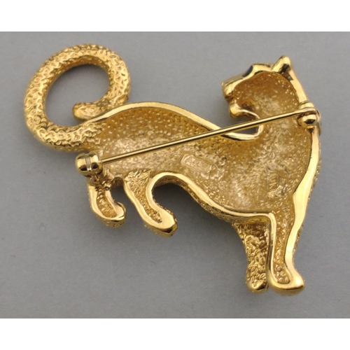 94 - An ATTWOOD & SAWYER 22ct gold plated standing leopard brooch with Swarovski crystals. Stunning p... 