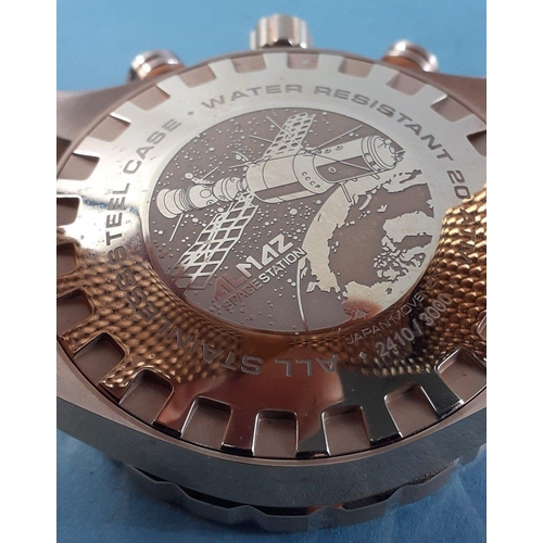 118 - Gents automatic watch VOSTOK EUROPE large gilt Almaz Space Station watch working well at valuation. ... 