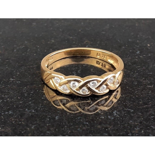 30 - A 750 stamped ring with diamonds, stamped .16 to band. Size O. Gross weight 2.7g approx#40