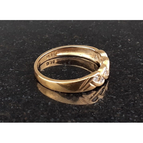 30 - A 750 stamped ring with diamonds, stamped .16 to band. Size O. Gross weight 2.7g approx#40