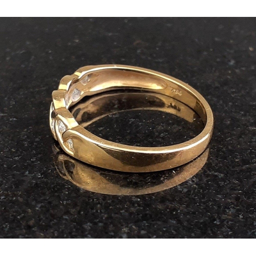 30 - A 750 stamped ring with diamonds, stamped .16 to band. Size O. Gross weight 2.7g approx#40