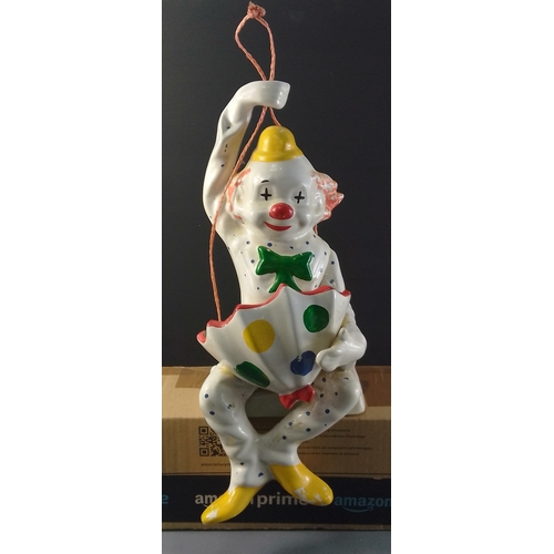 168 - A DECORATIVE hanging ceramic plant holder in clown form - dimension 42cm height approx#214