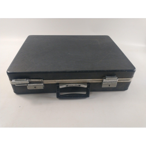 177 - A hard shell custom briefcase containing three gents travel sets.  A useful group.#223