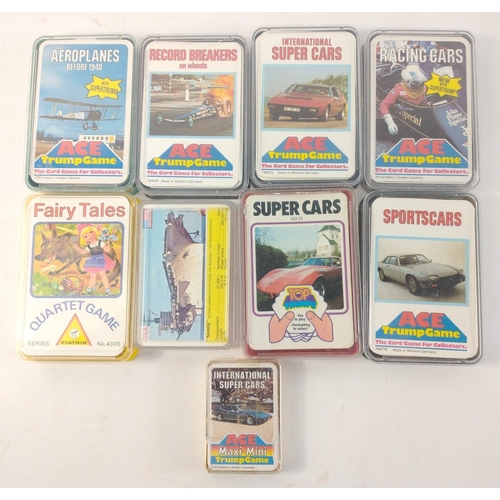 194 - Vintage memories - 6 packs of ACE TRUMP GAME on a transport theme, one pack of TOP TRUMP Super Cars ... 