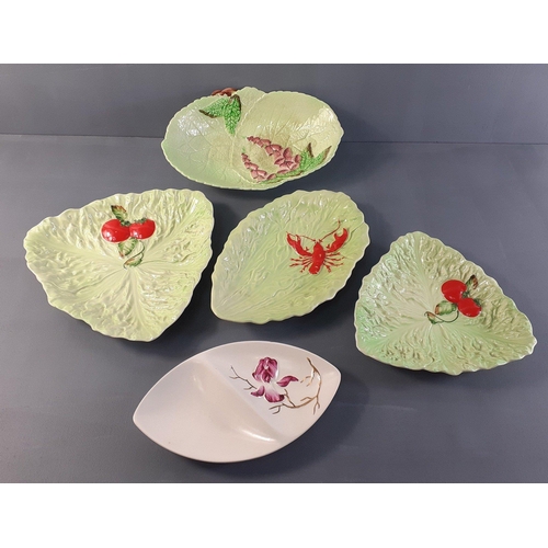 219 - Four pieces of CARLTONWARE cabbage style dishes and a hand-painted floral dish#267