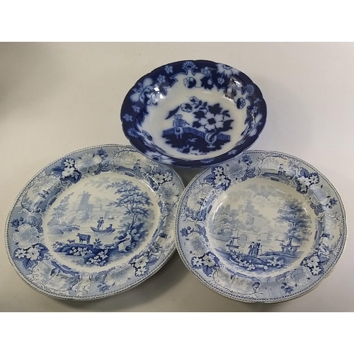 223 - Two attractive ITALIAN SCENERY plates and one other Burslem blue & White. All three in good orde... 