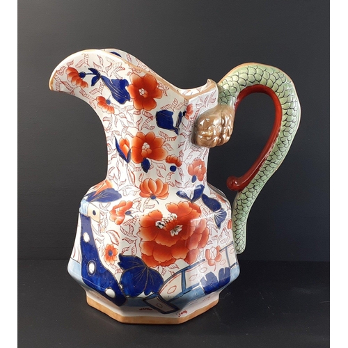 229 - A large Imari pattern ironstone jug standing 29cm tall approx.  No damage#277