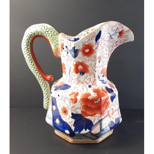 229 - A large Imari pattern ironstone jug standing 29cm tall approx.  No damage#277