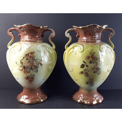 230 - A pair of highly decorative floral and gilt vases standing 30cm approx.  A/F#278