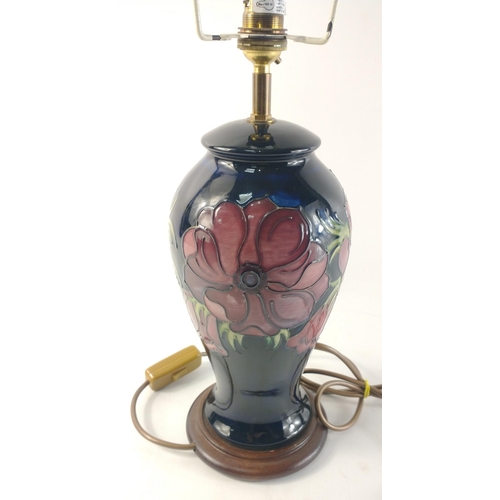 235 - MOORCROFT large table lamp in good condition with shade. Stands 30cm excl. lamp fitting. No chips, c... 