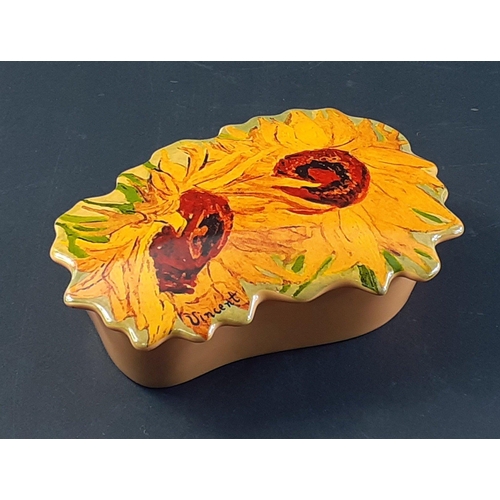 240 - JOHN BESWICK VINCENT lovely sunflower lidded trinket dish 13cm across approx.#288