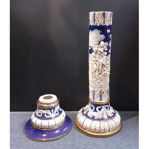 242 - A vintage ceramic jardiniere plant stand. Stands 80cm tall approx.  Note some historic damage / repa... 