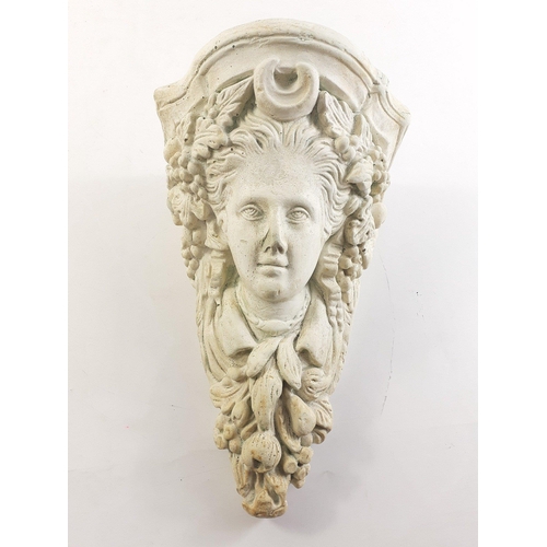 243 - BEAUTIFUL! - An attractive and well-sculpted plaster wall sconce depicting classical lady. 26cm tall... 