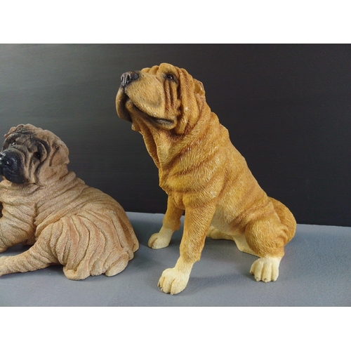 265 - FIVE Chinese SHAR PEI dog ornaments by SANDICAST and Leonardo and one other - max height 13cm approx... 