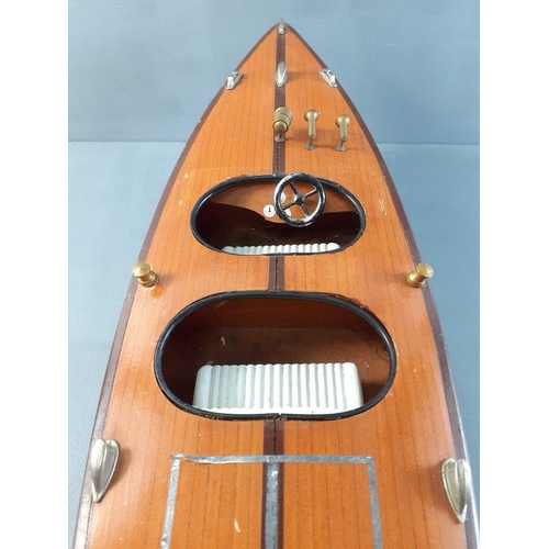 299 - A model speed boat on a plinth -50cm length x 14cm width x 12cm height approx#350