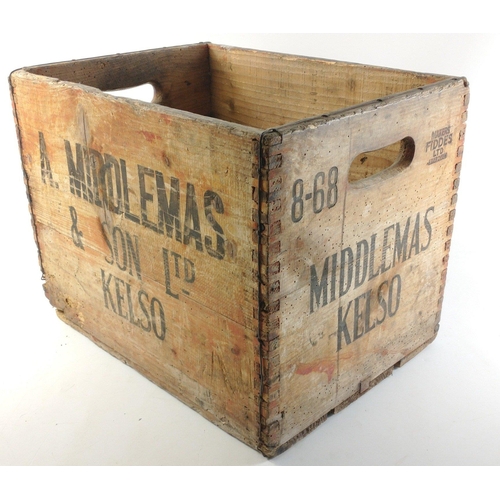 306 - MIDDLEMAS KELSO Juice crate with slots for a dozen bottles.  Makers stamp Fiddes Aberdeen.  Age rela... 