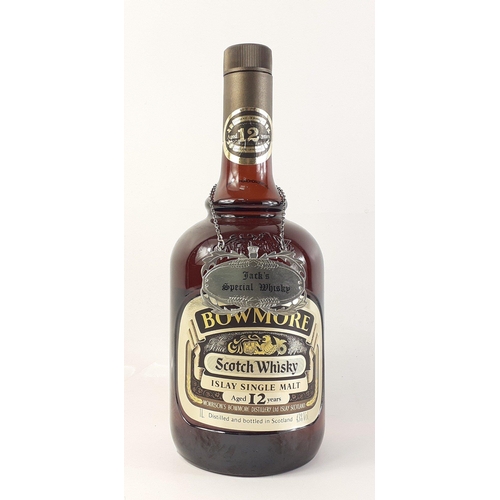 104A - Scarce BOWMORE 12 years single Malt in 1980s 1L dumpy style bottle. Sealed.#105