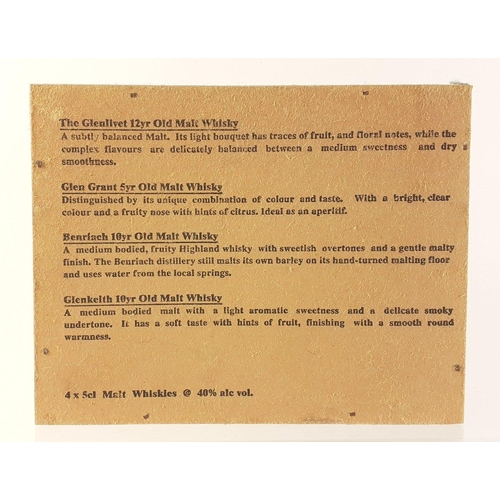 110 - A collection set of 4 miniature malt whiskies to include GLENKEITH 1983 10yrs old, BENRIACH 10yrs ol... 