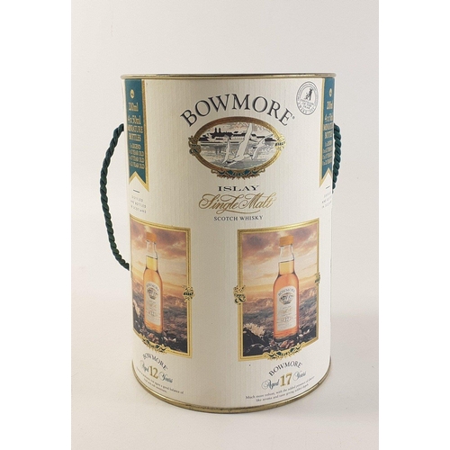 119 - A BOWMORE tub with 4 x 50ml miniatures of Islay single malt whisky#120
