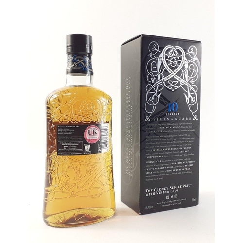 34 - A 700ml bottle of HIGHLAND PARK 10 years old Viking Scars single malt Scotch whisky in presentation ... 