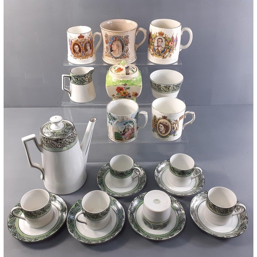 An attractive and useful Czech coffee set comprising 6 each of cups and ...