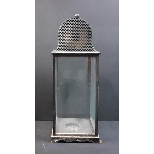 114 - Unusual but decorative glass display cabinet with modern repro clock to top. Note front glass door m... 