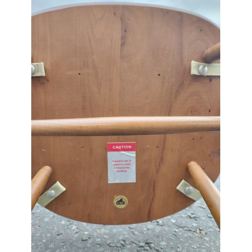 151 - ERCOL six place dining table with chairs. All in good condition. Chairs with detachable light cream ... 