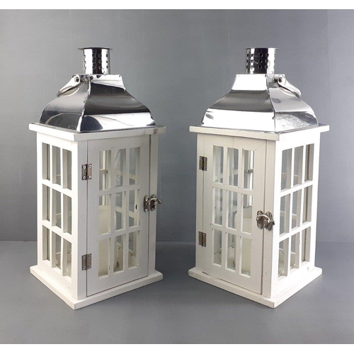 166 - A pair of super large lantern shape candle lights each standing 40cm tall approx.#47