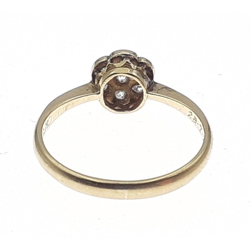 7 - Unmarked yellow metal DIAMOND (tested) flare head ring millgrain edging/setting seen commonly from t... 