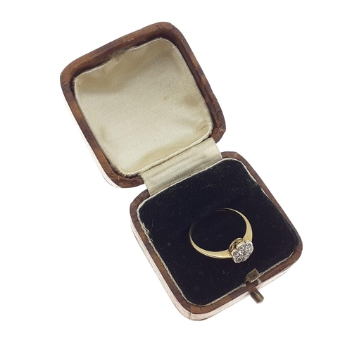 7 - Unmarked yellow metal DIAMOND (tested) flare head ring millgrain edging/setting seen commonly from t... 