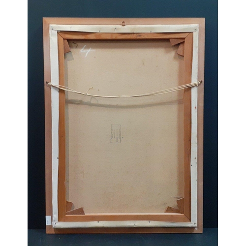 270 - An atmospheric oil on canvas coastal headland scene with indistinct signature.  Frame measures 87 x ... 