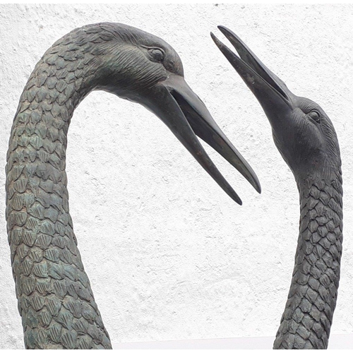 286 - WOW MAGNIFICENT ! - WHAT A TALKING POINT! - A pair of GIANT bronzed garden cranes - height (taller b... 