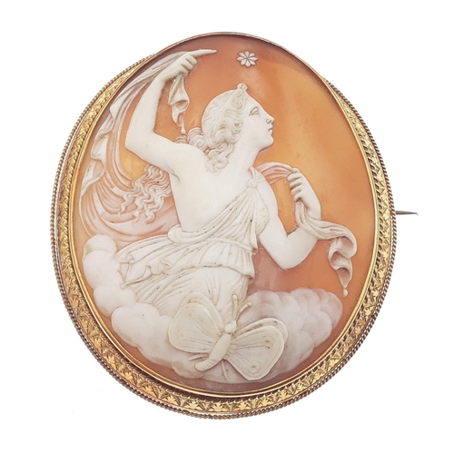 43 - A large gilt CAMEO brooch 7cm approx and in good condition. A nicely sculpted piece#48