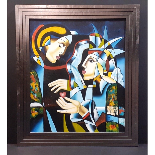 273 - Artist original ROBERT EDMANSON - HARRISON - mixed media artist. A very interesting Cubist inspired ... 