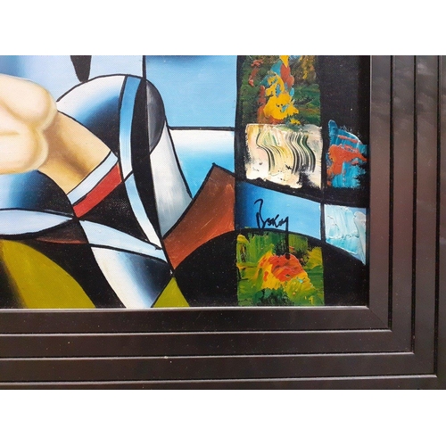 273 - Artist original ROBERT EDMANSON - HARRISON - mixed media artist. A very interesting Cubist inspired ... 