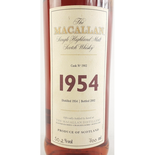 100 - MACALLAN 1954 47 Year Old single Malt. Cask #1902 Distilled 1954, Bottled 2002. 700ml. 52% Vol. 
One... 