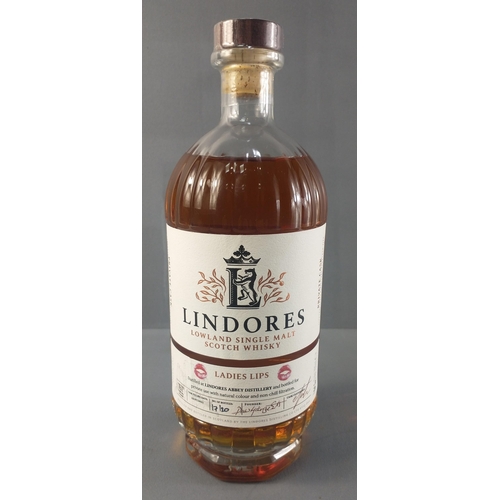 104 - LINDORES Lowland Single Malt Scotch Whisky.  LADIES LIPS PRIVATE CASK bottled by Mary Bryson.  700ml... 