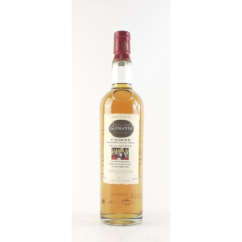 117 - A 17 year old 70cl bottle of GLENGOYNE single malt whisky specially bottled for Champion Blender Gle... 