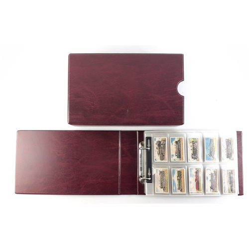 93 - An album in slipcase of tobacco cards containing complete set of WILLS railway engines from 1924, co... 