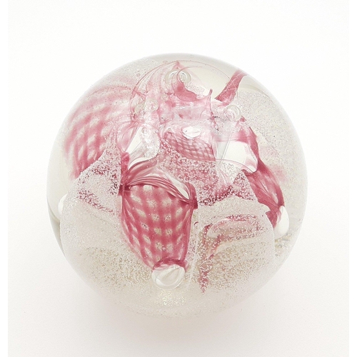 96 - CAITHNESS glass paperweight etched 'Congratulations' to base. 8cm approx and in good undamaged condi... 