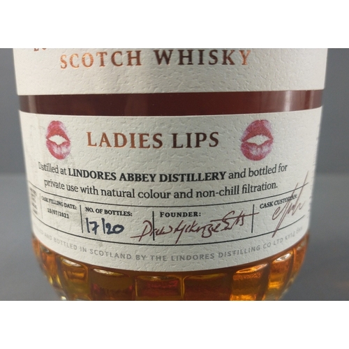 104 - LINDORES Lowland Single Malt Scotch Whisky.  LADIES LIPS PRIVATE CASK bottled by Mary Bryson.  700ml... 