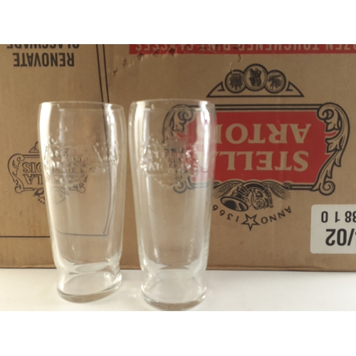 217 - Perfect for watching the World Cup - a box of 48 embossed STELLA ARTOIS pint glasses.#43