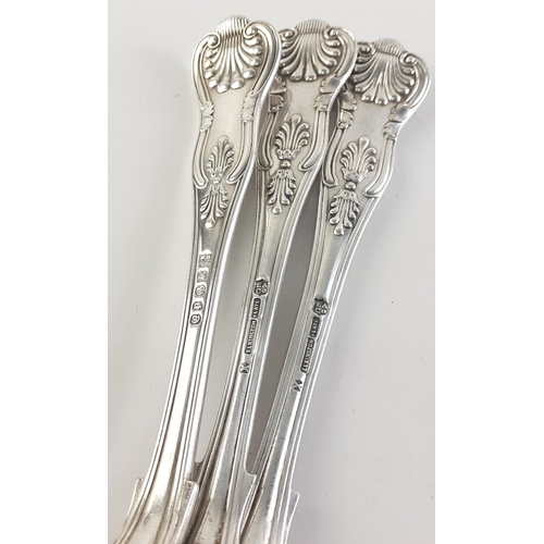 55 - A lovely set of five large silver plated armorial spoons, each 23cm long, some with Dutch tulip mark... 