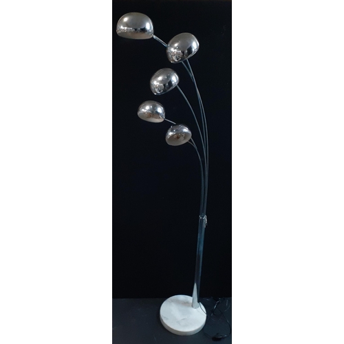 140 - A large 5 BRANCH DESIGNER CHROME FLOOR LAMP with marble base 240cm tall cost over £400 from the... 