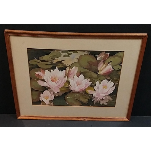 144 - ELIZABETH HAMILTON Artist - GLASGOW SCHOOL OF ART. A watercolour study of Water Lillies 74cm x 57cm.... 